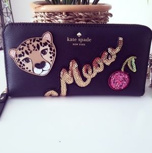 NWT KATE SPADE LEOPARD NEDA RUN WILD MEOW WALLET
